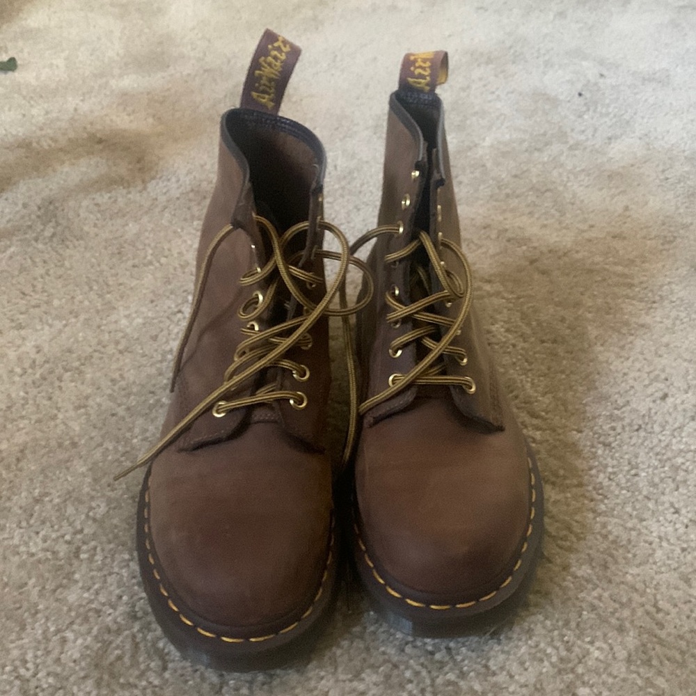 Brown Doc Martens.